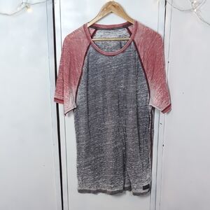 Men's Vintage Wash Red and Gray Raglan Tee